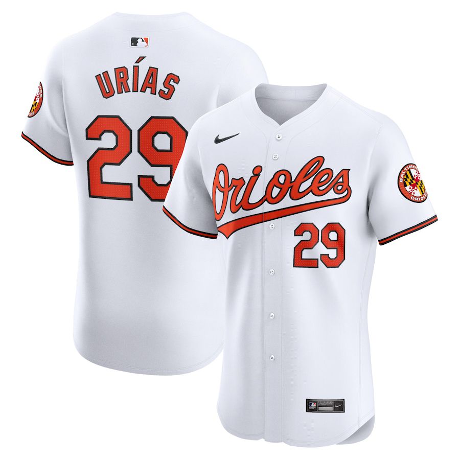 Men Baltimore Orioles 29 Ramon Urias Nike White Home Elite Player MLB Jersey